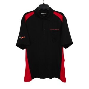 CornerStone Chevy Corvette C6 Embroidered Polo Shirt Mens Large Black Red CS416